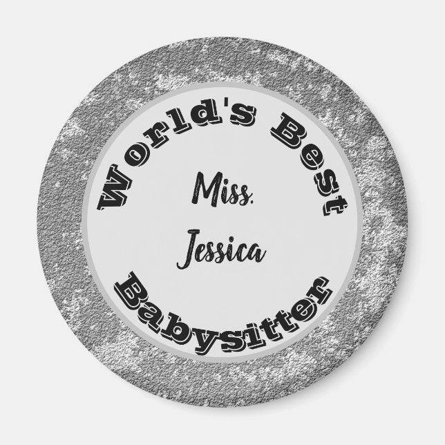 Íman Apreciação da Babysitter Marbled Silver Obrigado (Frente)