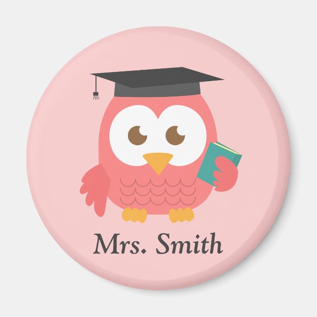 Íman Apreciação de Professor, Coruja Sábia Rosa (Frente)