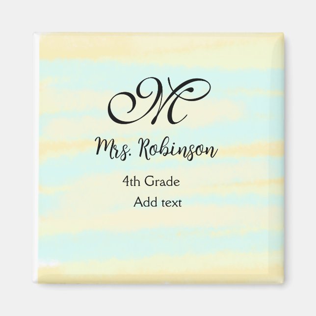 Íman apreciação do professor de aquarela azul simples (Frente)