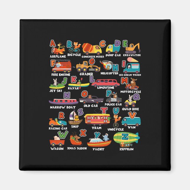 Íman Aprendendo Transporte Animal - Letra Abcs Professo (Frente)