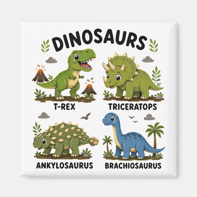 Íman Aprendizado de Espécies de Dinossauros para Crianç (Frente)