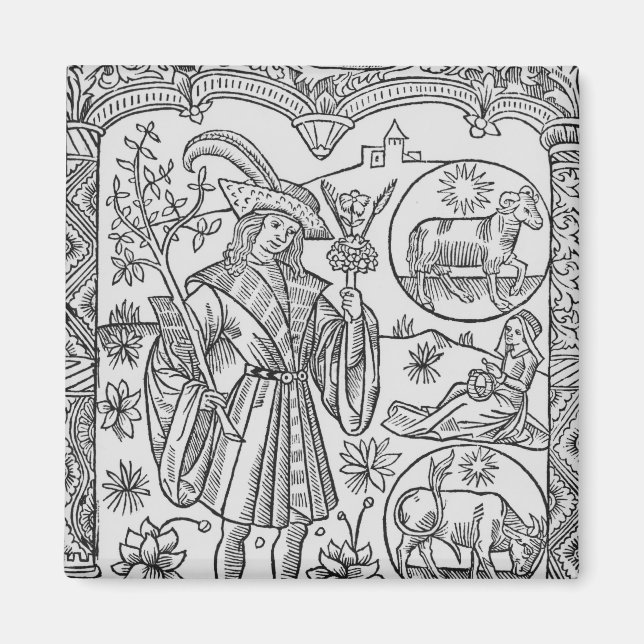 Íman April, flores, Aries (Frente)