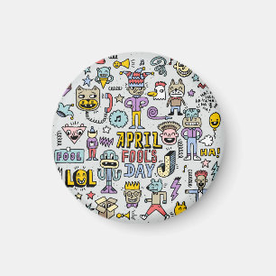 Íman April Fools: Conjunto Colorido de Dótulos.