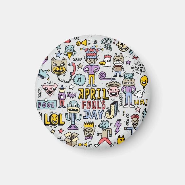 Íman April Fools: Conjunto Colorido de Dótulos. (Frente)