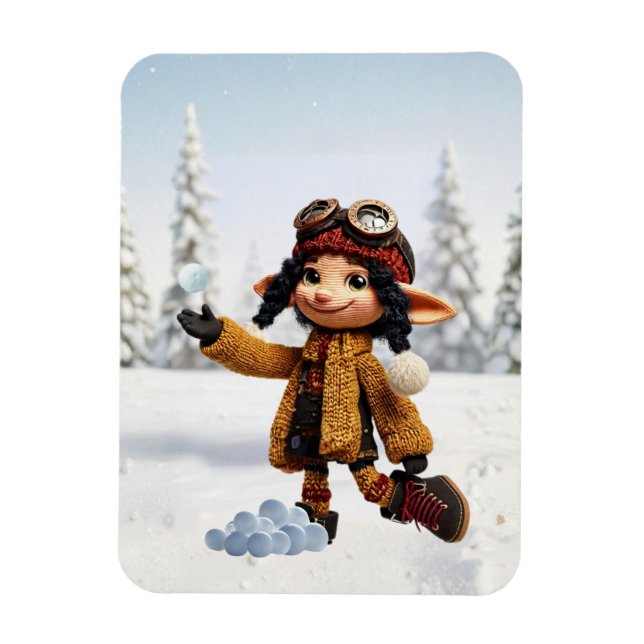 Íman Aproveitando um Dia de Neve (Vertical)