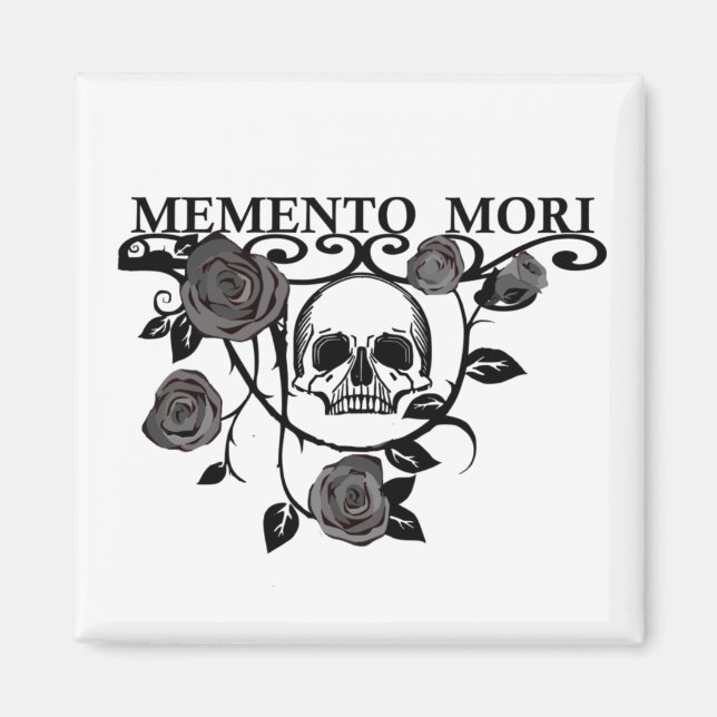 Íman Aproveite o Dia - Rosas Pretas - Caveira Memento M (Frente)