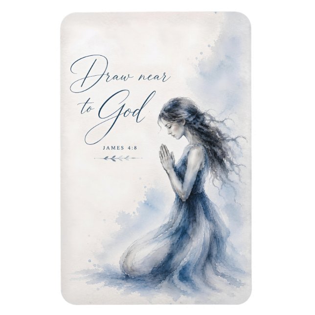 Íman Aproxime-se de Deus Tiago 4:8 Aquarela Cristã (Vertical)