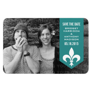 Íman Aqua Chic Flourish Banner Imã salve a data