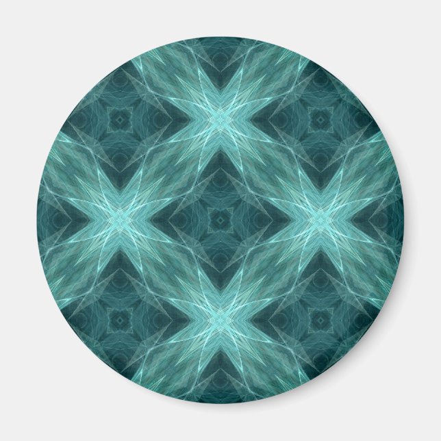 Íman Aqua e caleidoscópio fractal teal versão 4 (Frente)