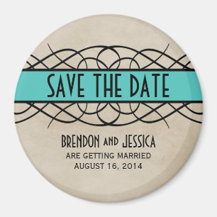 Íman Aqua Flourish Border Imã salve a data