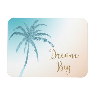 Íman Aqua Peach White Palm Tree Dourado Dream