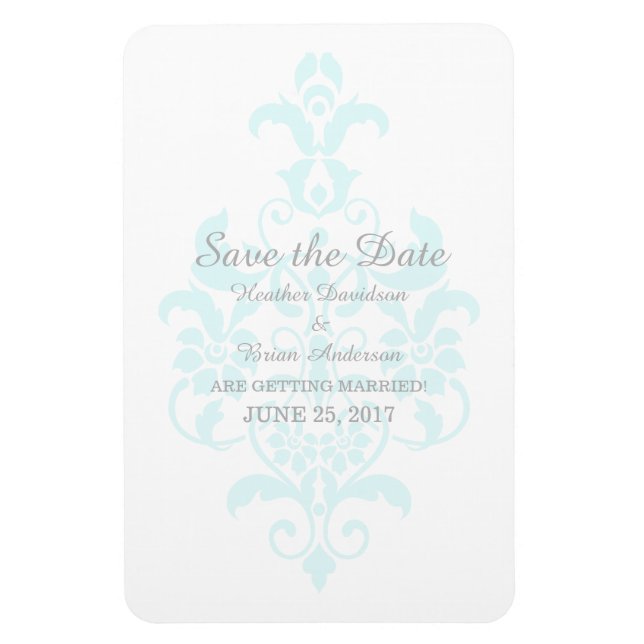Íman Aqua Sutil Damask Save the Date Flexi Magnet (Vertical)