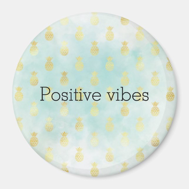 Íman Aqua White Dourada Glam Tropical Pineanases (Frente)