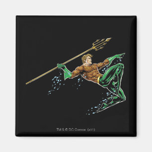 Íman Aquaman Pulando com Lança