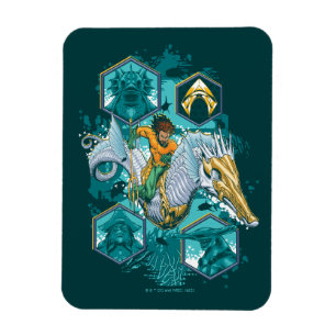 Íman Aquaman Riding Seacavalo através dos reinos