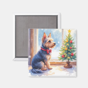 Íman Aquarela Australian Terrier Mesa de Natal