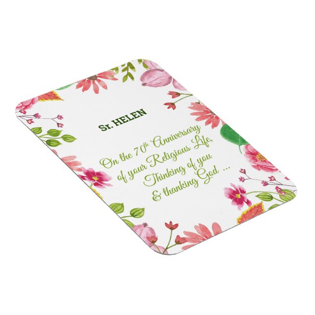 Íman Aquarela de Flores do 70º Aniversário Religioso de (Lado Direito)