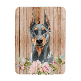 Íman Aquarela Doberman & Flores
