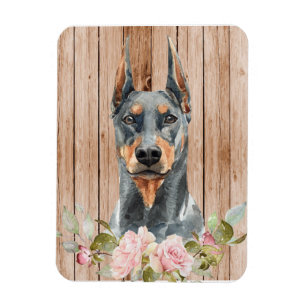 Íman Aquarela Doberman & Flores