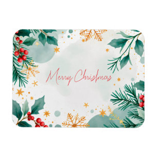 Íman Aquarela Feliz Magneta de Natal com Folhas