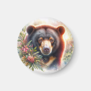 Íman Aquarela Floral de Urso do Sol