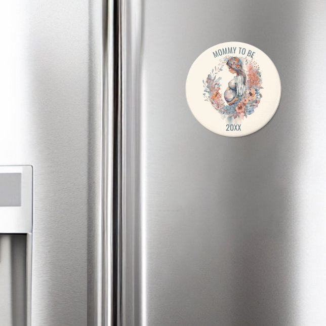 Íman Aquarela Floral Esperando-Se Que As Mamães Sejam (Criador carregado)