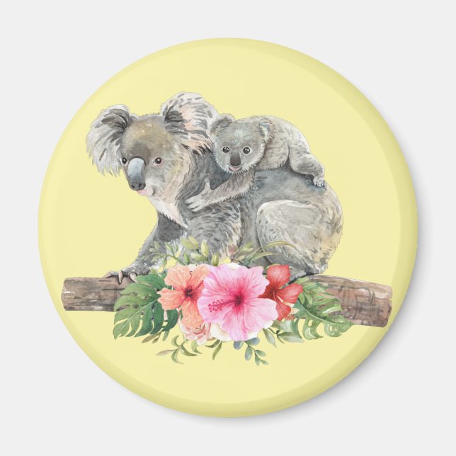 Íman Aquarela Koala Urte Linda Mãe e Bebê (Frente)
