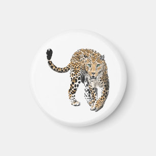 Íman aquarela leopardo gato da selva animal pintado ver