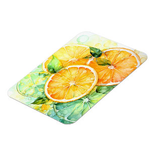 Íman Aquarela Limão Laranja Lima Botânica Cozinha