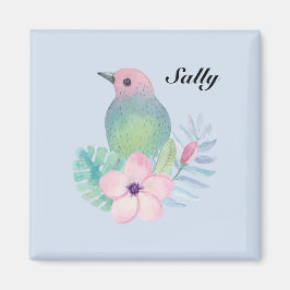 Íman Aquarela Pássaro e Flor