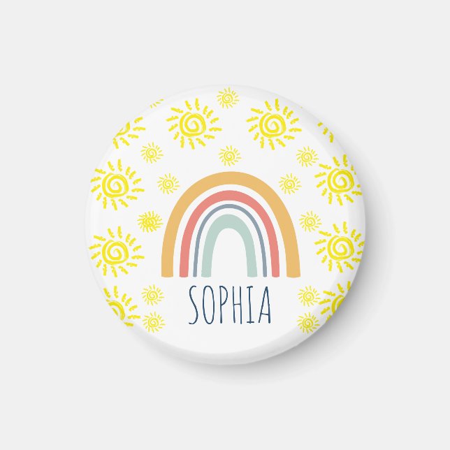 Íman Aquarela Personalizada Caprichosa Boho Arco-íris e (Frente)