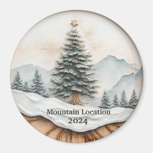 Íman Aquarela Personalizada Montanha Rústica