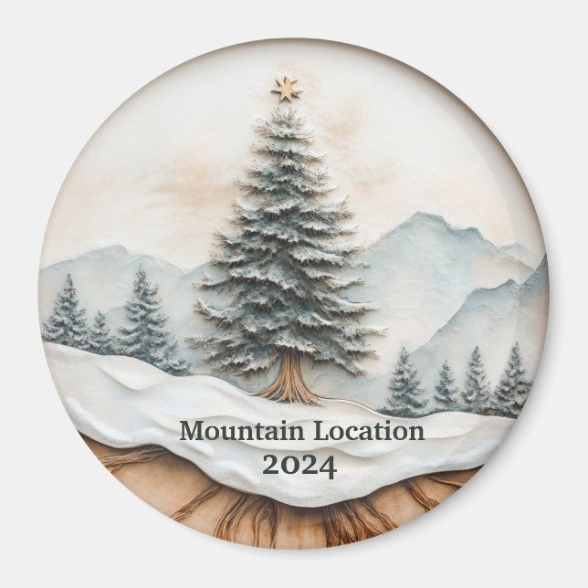 Íman Aquarela Personalizada Montanha Rústica  (Frente)