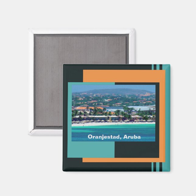 Íman Aquarelas de Oranjestad, Aruba (Front/Back)