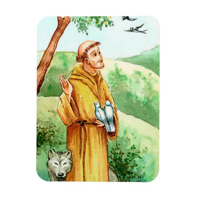 Íman Aquarellzeichnung des Heiligen Franziskus (Vertical)