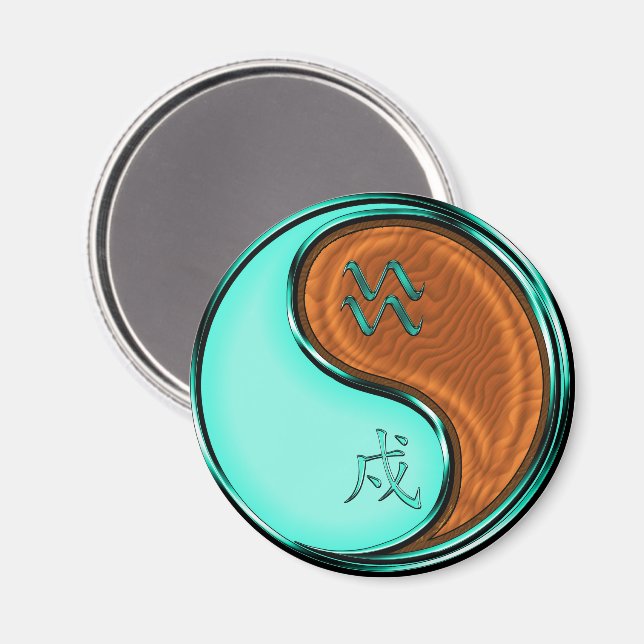 Íman Aquário & Cão de Madeira (Front/Back)