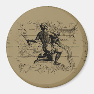 Íman Aquarius Constellation Map Hevelius 1690 em Taupe