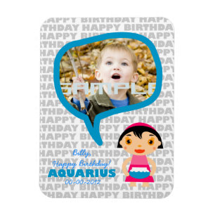 Íman Aquarius Happy Birthday Keepsasasaem para crianças