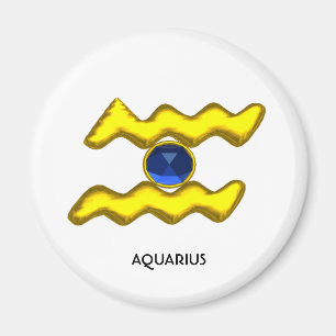 ÍMAN AQUARIUS/JOIA DE ANIVERSÁRIO ZODÍACO DOURADO