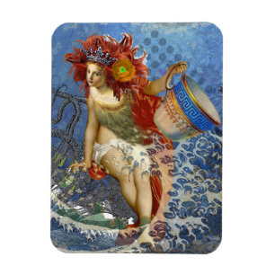 Íman Aquarius Mermaid Gótica Arte Azul