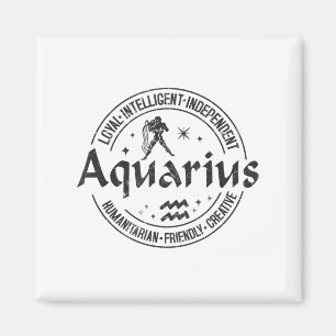Íman Aquarius Virtude Estilo Vintage Zodiac Design, Aqu