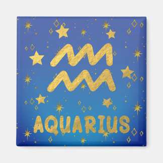 Íman Aquarius Zodiac Blue e Dourado Magnet