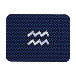 Íman Aquarius Zodiac - Sinal de marinho azul fibra de c