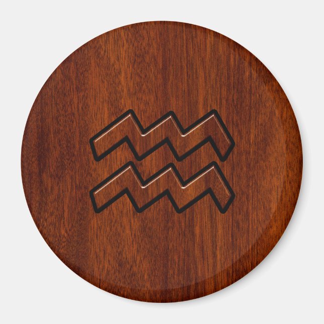 Íman Aquarius Zodiac - Sinal Mahogany - Estilo (Frente)