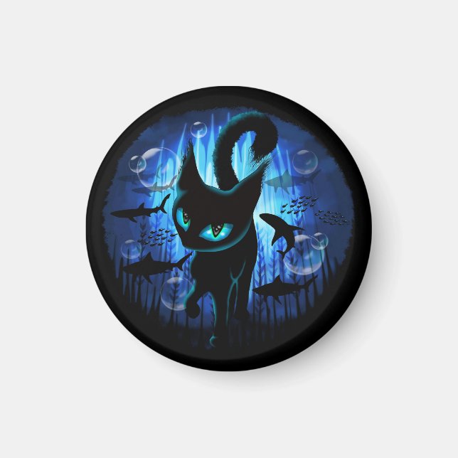 Íman Aquático - Gato Surreal na Fantasia do Oceano Prof (Frente)