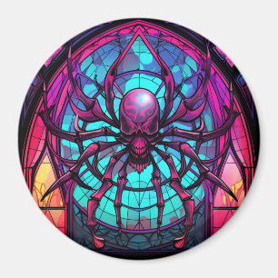 Íman Aranha de Caveira de Vidro Colorido Gótico