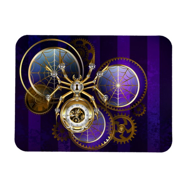 Íman Aranha Steampunk no fundo roxo (Horizontal)