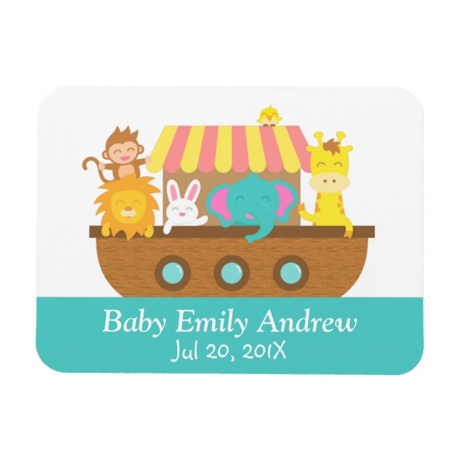 Íman Arca de Noah, animais lindos, favor do partido Chá (Horizontal)