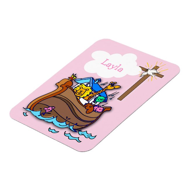 Íman Arca de Noé personalizável para Batismo de Bebê, M (Left Side)