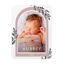 Íman Arch de Fotografia Simples Botânica Rosa e Script 